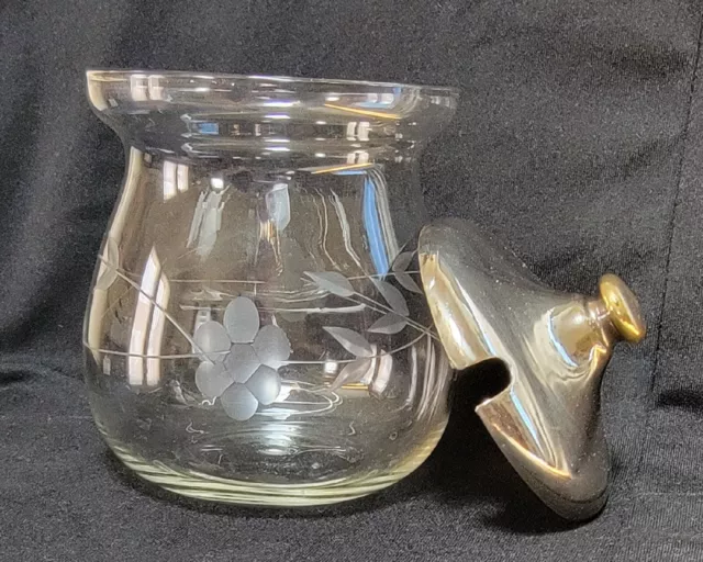 Etched Crystal ~ Jam/Jelly/Marmalade/Condiment Jar w/Lid ~No Spoon