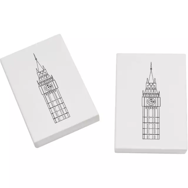 2 x 45mm 'Big Ben Clock Tower' Erasers / Rubbers (ER00010672)
