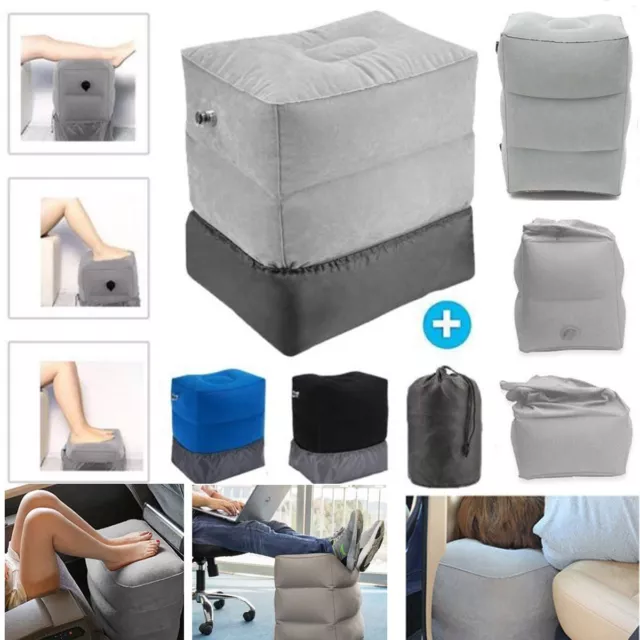 Foot Rest Travel Pillow Footrest Inflatable Stool Caravan Train Plane Leg Relax