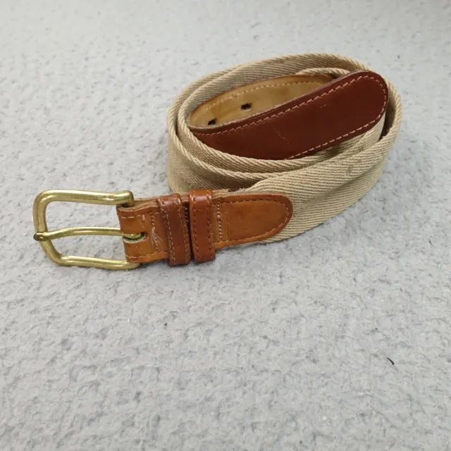 Vintage Surcingle Belt Khaki Tan Wool Leather Trim Brass Buckle Mens Sz 36