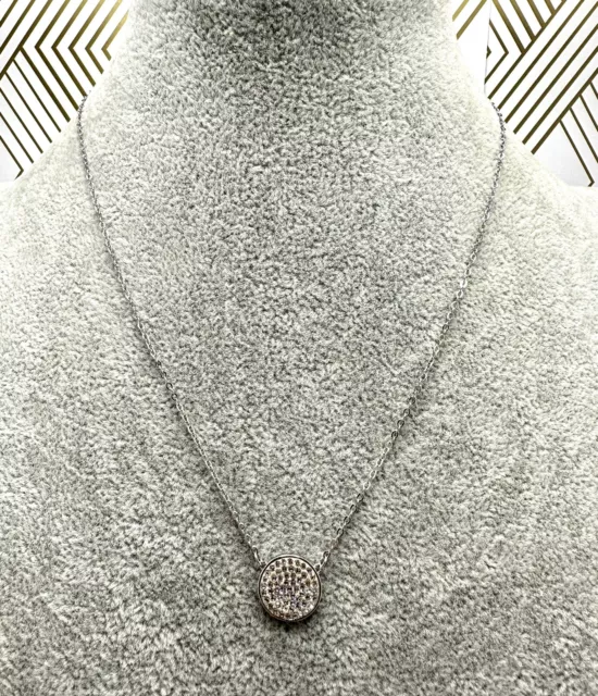 Swarovski Swan Signed Silvertone Crystal Pave Pendant Chain Necklace