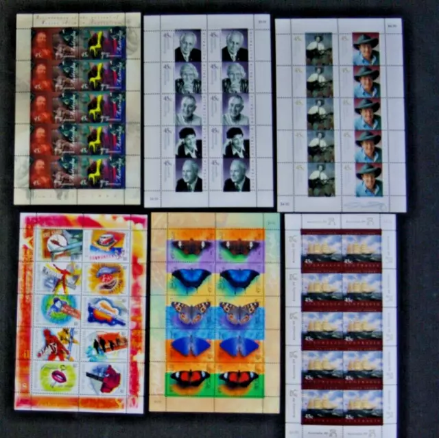 Australian Stamps 1997-2002 Sheetlet x10 45c Butterflies Wool Bicentenary  Legen