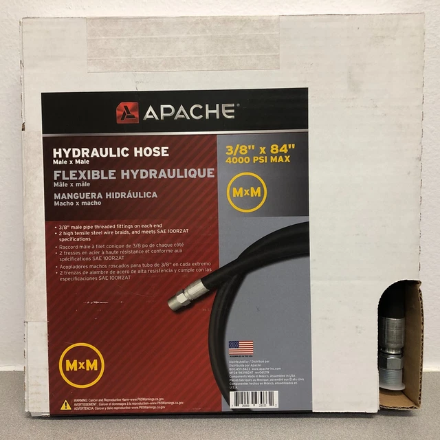 Apache 3/8 in. D X 84 in. L 4000 psi Rubber 2-Wire Hydraulic Hose