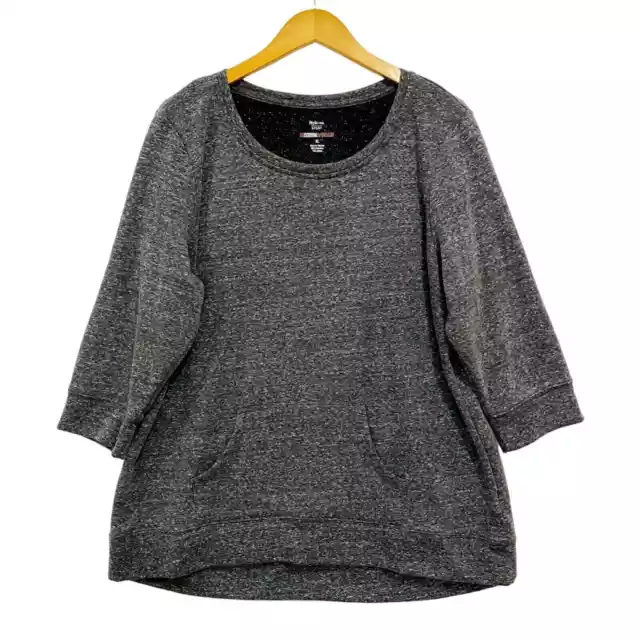 Style & Co Sport The Essential Sweatshirt Women's XL Gray 3/4 Sleeve Round Neck