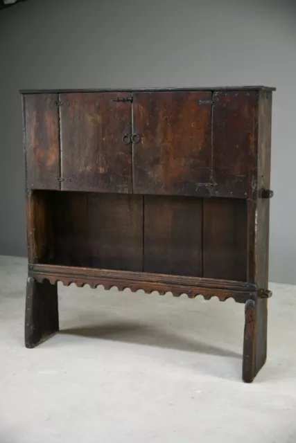 17th Century Antique English Vernacular Oak Boarded Cupboard Storage