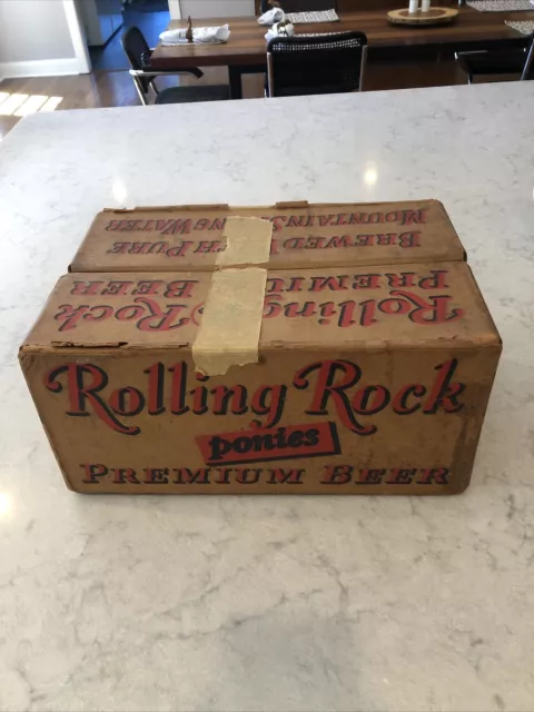 VINTAGE ROLLING ROCK PONIES 24 7 oz BEER Pressboard CASE Box Carton LATROBE PA