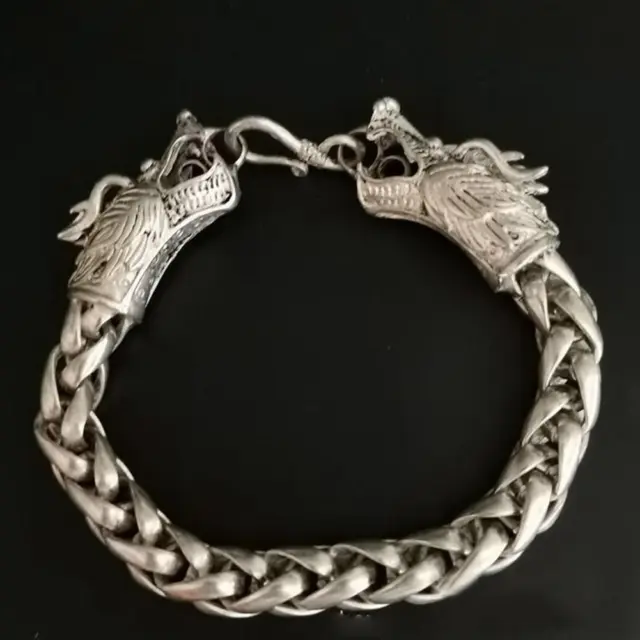 Rare Chinese Handwork Old Tibet Silver Dragon Bracelet Collectible L8F0 S2P1