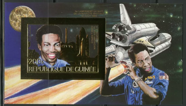 Guinea 1985 Astronaut Space Shuttle Bluford Gold Foil Gold Michel Sätze 142 B