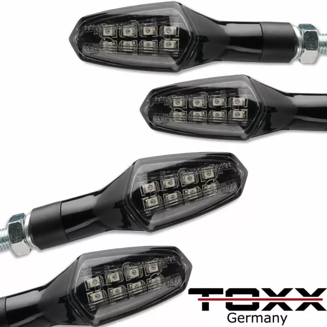 4 x ToXx LED Mini Blinker schwarz E-Zulassung Motorrad Roller Quad ATV Trike