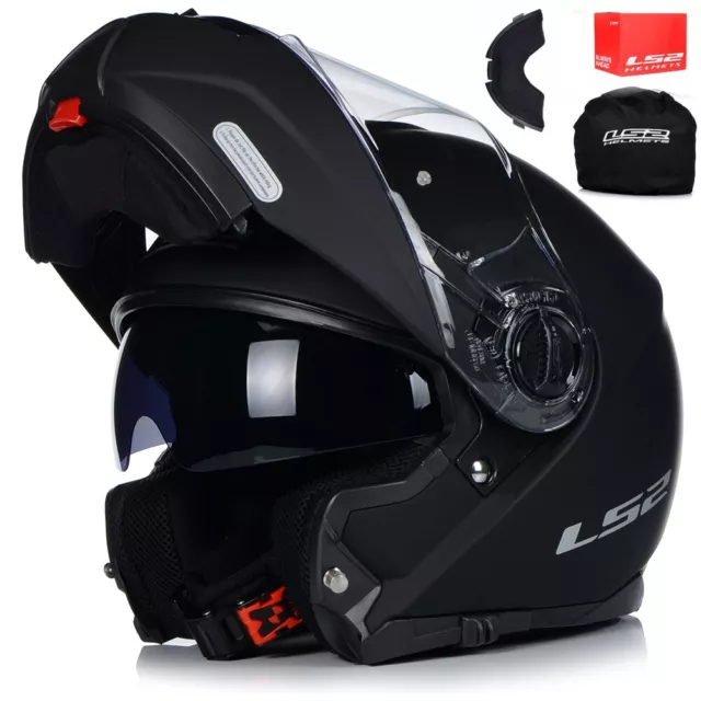 LS2 FF325 STROBE Klapphelm Schwarz Motorradhelm Flip Up Gr.XS-2XL