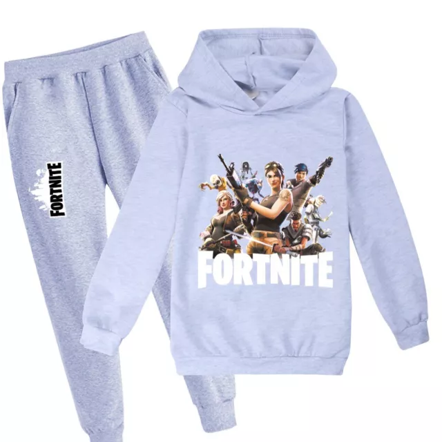 Kids Fortnite Long Sleeve Hoodie Pants Suit Boys Tracksuit Sportswear Coat Tops 3