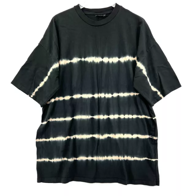 ASOS Oversized Tie Dye Striped T-Shirt Dress Black Short Sleeve Mini Size 0