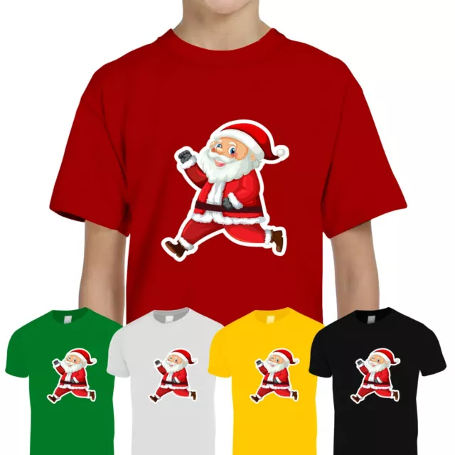 Kids Boys Girls Dancing Santa Claus Xmas Christmas Tee T-Shirt Top Tshirt Gift