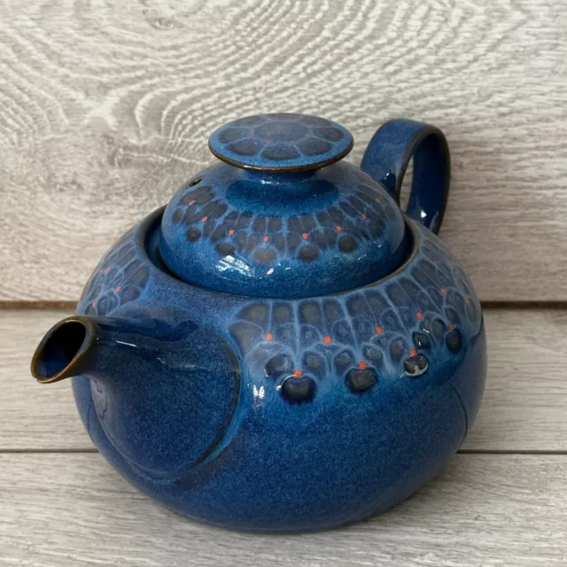 Denby Fine Stoneware Midnight Pattern Squatter Tea Pot WITH SPOUT CHIP