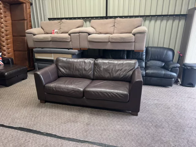 marks and spencer 2/3 seater sofa Brown leather *Local delivery possible*