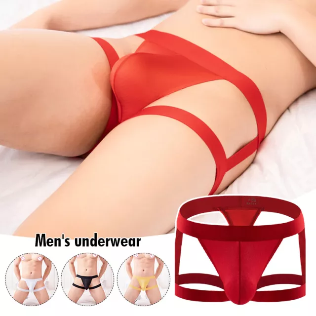 Sexy Jockstrap G-String Bikini Men Underwear Low Rise Sissy Leg Ring Strap Panty