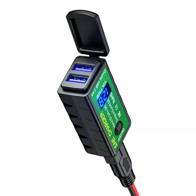 Moto SAE vers Dual USB Téléphone GPS Chargeur Adaptateur Voltmètre Étanche