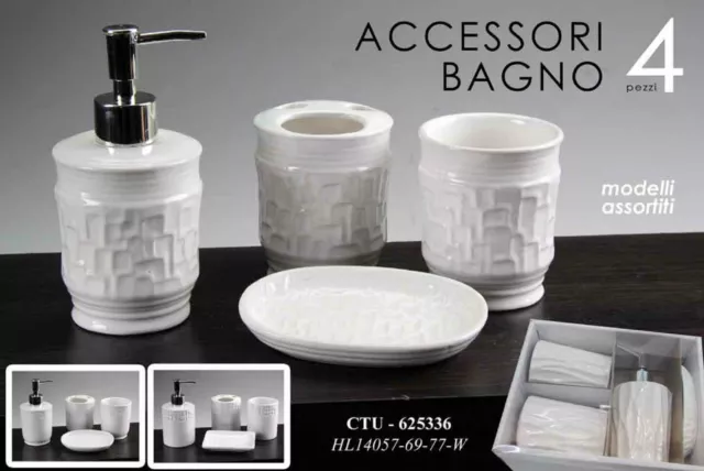 Set 4 Pz Accessori Bagno In Ceramica Modelli Assortiti Ctu-625336