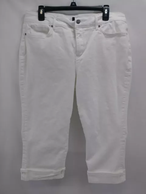 NYDJ Marilyn Straight Lift Tuck Jeans White Cropped Capri Women's Size 16