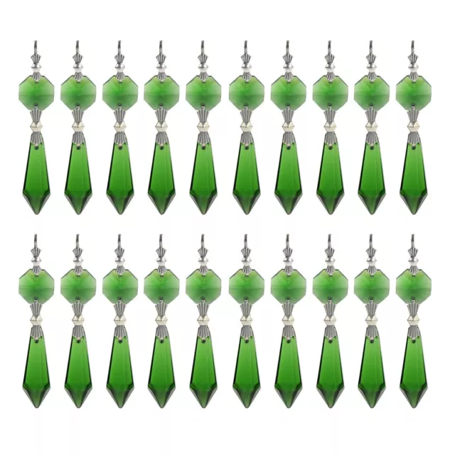 30 Green Chandelier Glass Crystals Lamp Prisms Parts Hanging Pendants Decor 38MM
