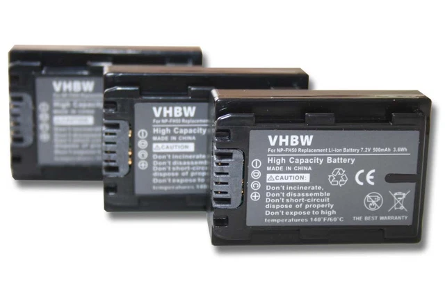3x Batterie pour Sony Cybershot DSC-HX100, DSC-HX100V, DSC-HX200V 500mAh