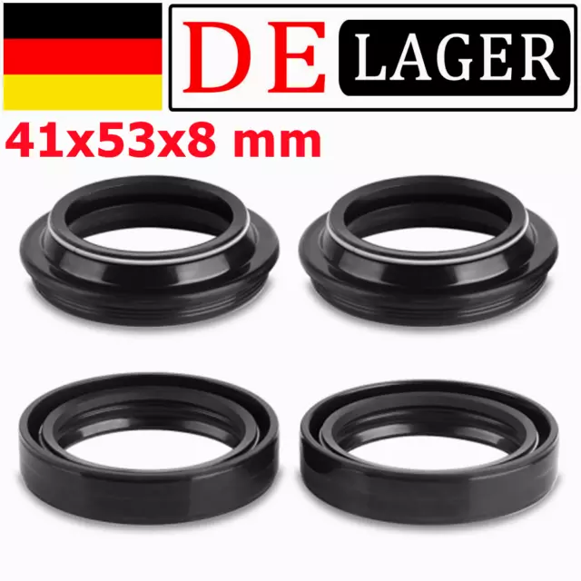 4x Gabelsimmerringe Staubkappen Set 41x53x8 für Honda Kawasaki Suzuki GSF Yamaha