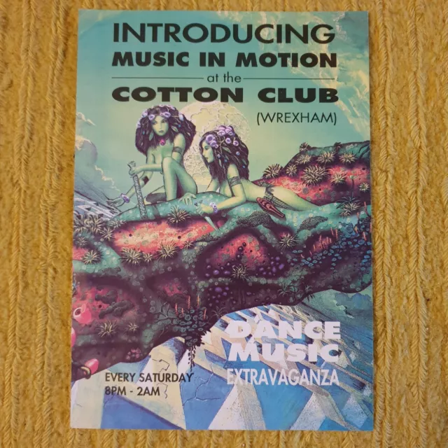 MUSIC IN MOTION 1992 Cotton Club Wrexham Football Ground Rave Flyer