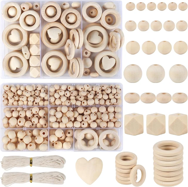 HASUDEI 416PCS Set Perline di Legno per Fai da Te Naturale...