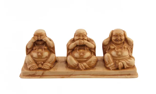 Statue - 3 - Buddha Chinese - Style - Wise Monkeys La Wisdom - Beige 3584 Z4