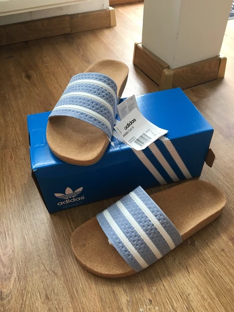Adidas Adiletten Damen Kork Adiletten Kork Blau Adidas Originals