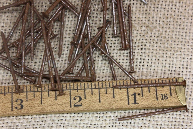 1 1/4” OLD Round Head Wire 100 NAILS 1950’s vintage rustic patina 1/8” BRADS