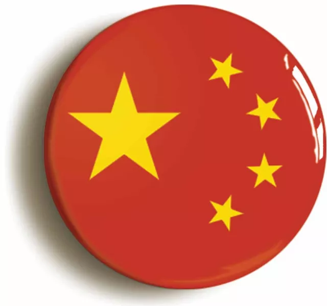 CHINA COMMUNIST FLAG BADGE BUTTON PIN (Size is 1inch/25mm diameter)