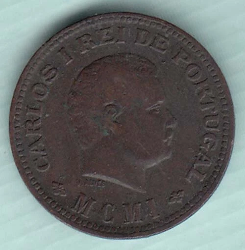 India Portugueza Carlos I 1/4 Tanga 6.10 G. copper coin