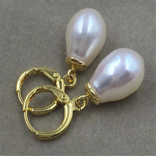 HUGE baroque pearl 11-13 MM earrings earbob TwoPin 18K Mesmerizing sea hand-made