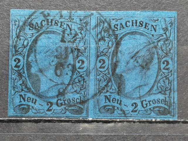 Sachsen Mi-Nr. 10 Paar Gestempelt Sehr Gute Erhaltung 3