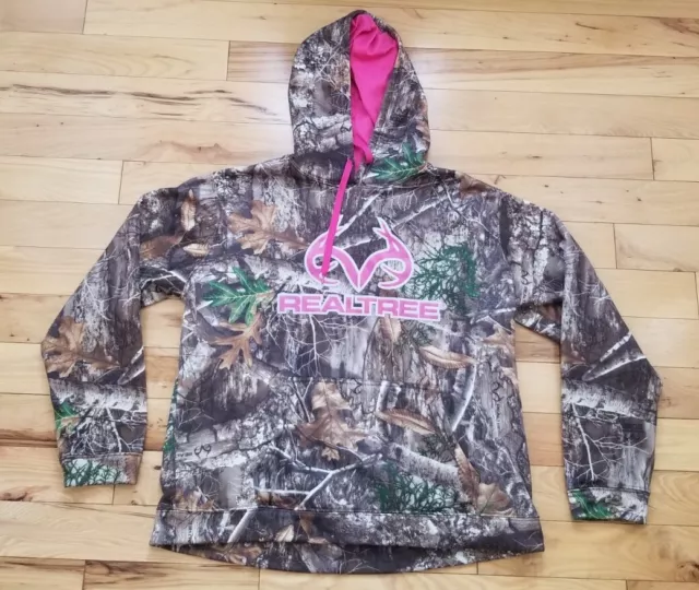 Realtree Womens Hoodie Pink Camo Pullover Sweatshirt Size 2XL