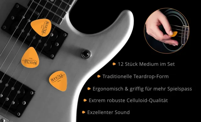 Lot de 36 Mediator Guitare Guitar Picks Medium Form Robuste Plastique Jaune Set 3