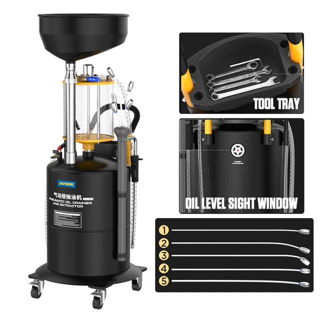 18.5 Gallon Auto Waste Oil Drain Tank Portable Oil Extractor Air Operate Drainer