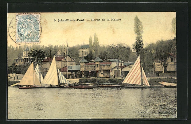 CPA Joinville-le-Pont, sailboats on the Marne