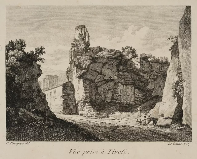 LE GRAND (19.Jhd) nach BOURGEOIS (*1767), Ruinen bei Tivoli, um 1810, Rad.