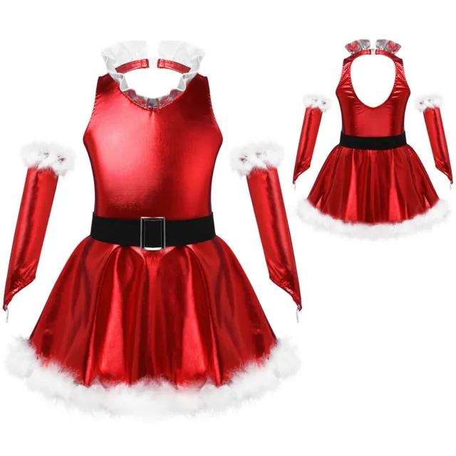Costume di Natale per bambine abito da ballo abito manica divisa polsino set cosplay