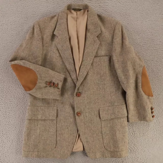 VINTAGE Farah Jacket M Beige Gray 100% Wool Donegal Tweed Blazer Sport Coat 40S