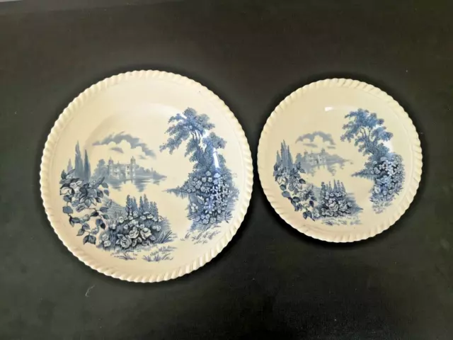 Castle on the Lake Blue Johnson Bros England China 10” dinner & dessert plate