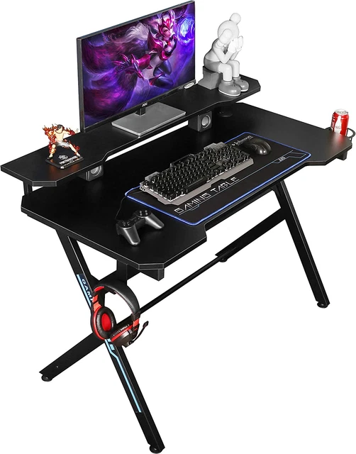 48" Home Office Gaming Computer Desk with Removable Monitor Stand, R Shaped Larg