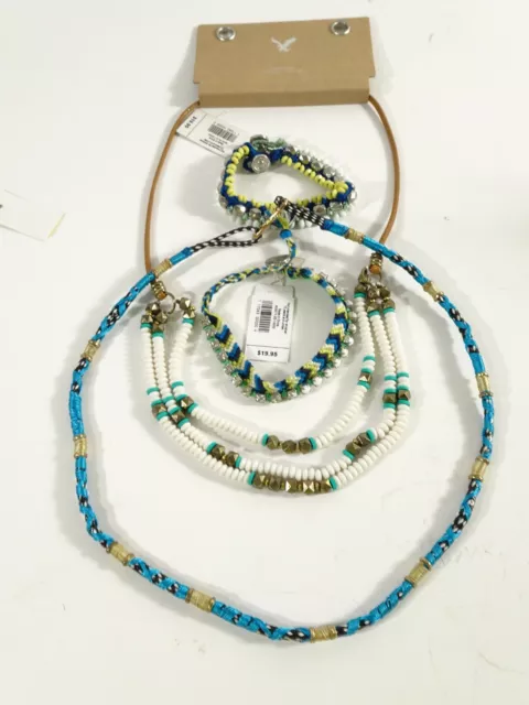 American Eagle Outfitters AEO GAP WOMEN'S Blue Necklace Bracelet set of 4 NWT