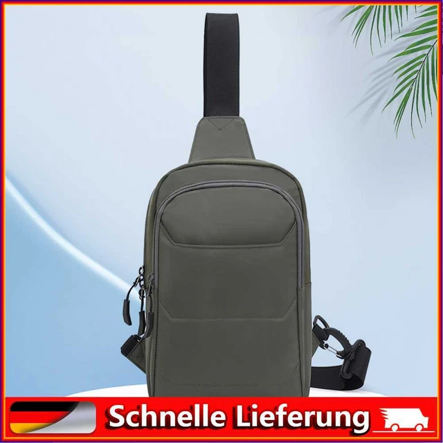Bolso de pecho para hombre Oxford para senderismo montañismo (negro verde)