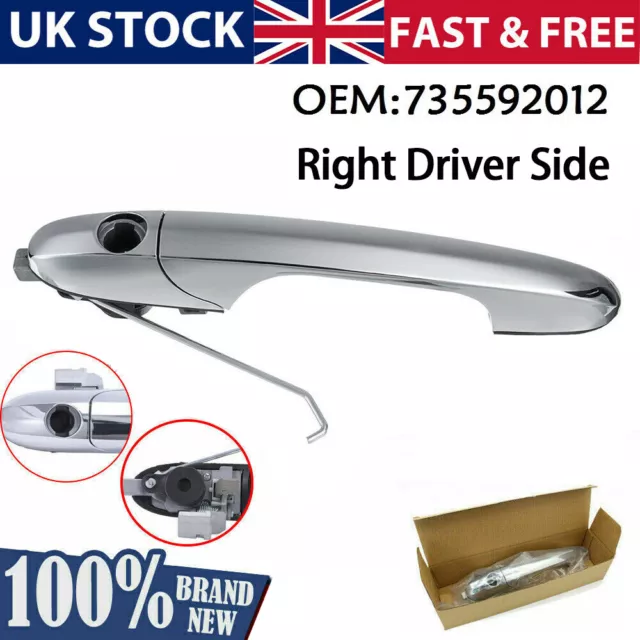 Drivers Side Outer Door Handle Chrome Offside 735592012 For Fiat 500