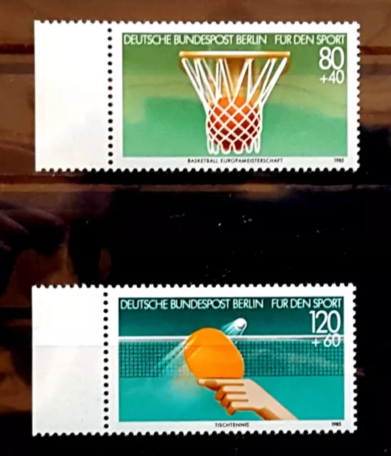 BERLIN 1985 ** MI 732-33 SATZ POSTFRISCH Sporthilfe Basketball Tischtennis