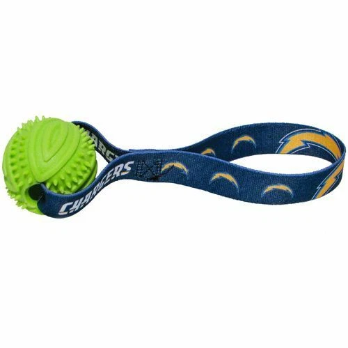New! Los Angeles Chargers Nfl Rubber Ball Tug Toss Dog Toy Licensed