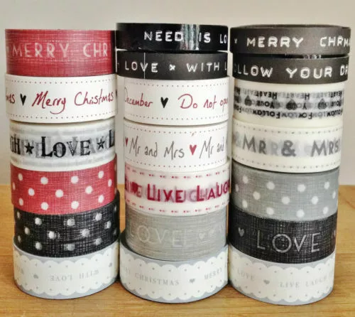 Wedding/Christmas Paper Tape by East of India - 10m roll, various designs